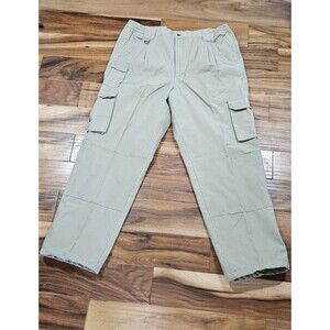 Cabelas Cargo Pants Men 40x 32 Tan Cargo Canvas Plaid Lined Insulated